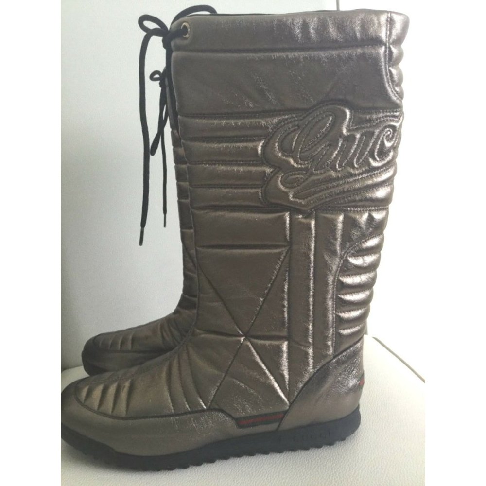 Gucci Women's Boots Winter Ski Snow GG Logo Gold Brown NEW Authentic  IT 36 US 6 - Picture 2 of 12